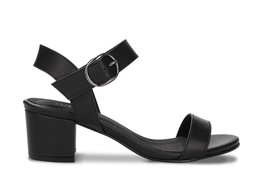 Vegan sandals with heel ankle strap buckle slingback backless on apple leather - £92.10 GBP