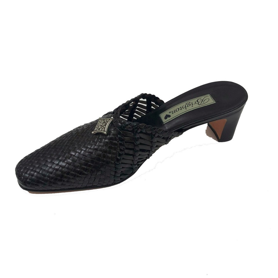 EBrighton Abby Black Brown Leather Woven Mules US 6.5M Item image 3