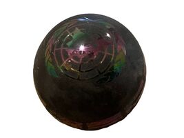 Black Frosted Matte Art Glass Paperweight Etched Flags Iridescent Glass Act - $33.66