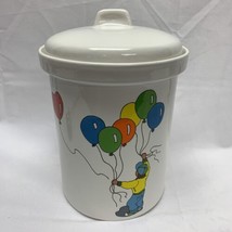 Vtg Cookie Jar Ceramic Boy Colored Balloons Heart Made in USA Chip in Lid - £13.14 GBP