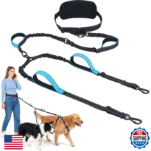 Hands Free Leash for 2 Large Dogs No Tangle Waist Walking Bungee Leash 6... - $65.91