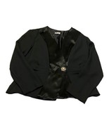 Vintage Patra Womens Black Satin Long Sleeved Blazer Jacket 11-12 Flower... - £15.10 GBP