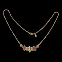 Faux Amber  and White STONES  Vintage Goldtone Beads AVON Gold Tone Necklace - £11.80 GBP