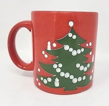 Waechtersbach Germany Coffee Mug Red Christmas Green Tree Chipped - £11.98 GBP