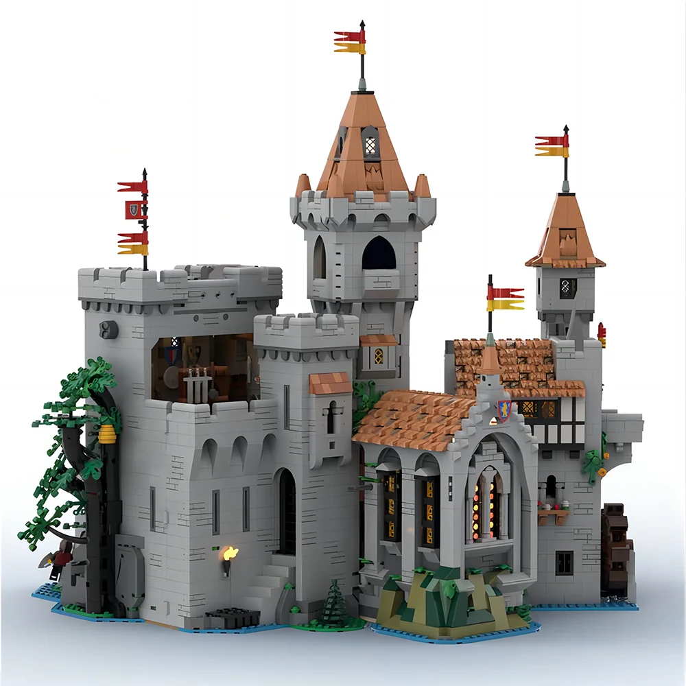 2567PCS MOC Lion Knight&#39;s Tower Medieval Castle Model Building Blocks Assembly - £260.28 GBP