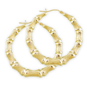 14K GOLD FILLED PINCATCH HOOP BAMBOO EARRINGS /no personalized 2  inch - $12.99