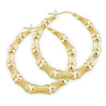 14K GOLD FILLED PINCATCH HOOP BAMBOO EARRINGS /no personalized 2  inch - $12.99