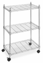 3 Tier Wire Metal Rolling Utility Cart Shelf Storage Kitchen Trolley Por... - £102.21 GBP