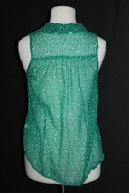 Old Navy Tank Top Sz Small S Sleeveless Bow Tie Neck Sheer Green Blue Polka Dot - £14.38 GBP