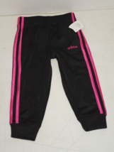 Adidas Size 2T Girls Black/Pink Athletic w/Pockets Sportswear Track Pants - £11.66 GBP