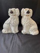 antique pair of staffordshire dogs . Gold details . - £182.63 GBP