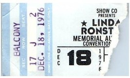 Vintage Linda Ronstadt Concert Ticket December 18 1976 Dallas Texas - £38.22 GBP