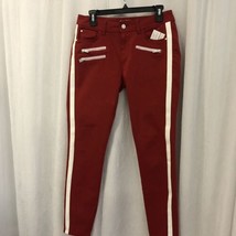 Guess Women&#39;s Jeans Red w/ White Stripe Mid Rise Skinny Size 29 - £38.92 GBP