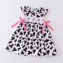 NEW Boutique Farm Cow Embroidered Smocked Cow Print Dress - £4.78 GBP+