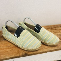 Acorn Women’s Sz 8 Comfort Slip-on Flats Espadrille Aqua / Green Striped Shoes - £17.47 GBP