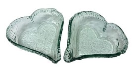 Pair (2) Recycled Glass Green Bowl Textured Glass Wedding Decor Valentin... - $59.39