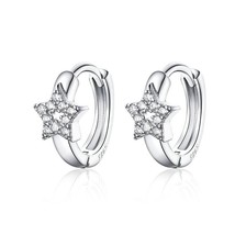 BISAER Hot Sale 925 Silver Round Circle Earrings Colorful Cubic Zircon CZ Stud E - £17.92 GBP