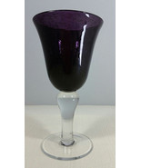 Beachcrest Home Candis 8 Ounce Goblet Handmade Purple and Clear Blown Glass - £15.92 GBP