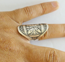 Tuareg Ring Long Handmade Silver Ethnic Jewelry Tribal African Gypsy Hippy Oval - £28.45 GBP