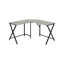 Monarch Specialties 55 in. Grey Top &amp; Black Metal Corner Computer Desk - $192.49