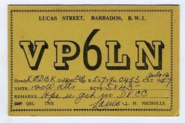 Barbados British West Indies VP6LN QSL Card 1957  - $8.91