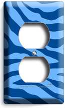 Blue Zebra Stripes Animal Prints Outlet Wall Plate Room Home Bedroom House Decor - £7.26 GBP