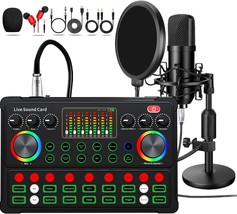Podcast Equipment Bundle, 48V Condenser Microphone Bundle With M300 Voice - $124.97