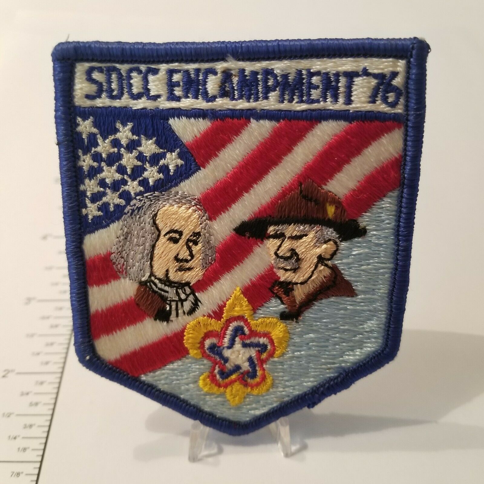 Vintage BSA San Diego County Council Encampment Patriotic 1976 3&quot;x3.5&quot; P... - $15.72