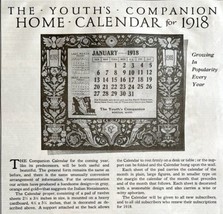 1917 Youth&#39;s Companion Calendar Advertisement Full Page Antique LGADYC4 - $41.12 CAD