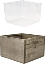 Cys Excel Wood Square Planter Box With Removable Plastic Liner (H:4&quot; Open:6&quot;X6&quot;) - £28.46 GBP