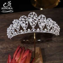 Cubic Zirconia Bridal Crown Headdress Baroque Crystal , Bridal Pearl Tiara Hair  - £100.08 GBP