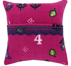 Tooth Fairy Pillow, Pink, School Print Fabric, Purple Lace Trim for Girls - $4.95