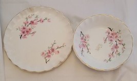 W S George Bolero Saucer &amp; Dessert Bowl Peach Blossom Set Of 2 vintage  DAMAGED - £3.89 GBP