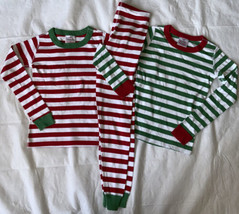 HANNA ANDERSSON Red Green Striped Long John Pajamas Size 130 (8) Lot - £29.23 GBP