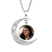 1 Michael Jackson Moon Crescent Glass Cabochon Pendant Necklace #2 - £7.98 GBP