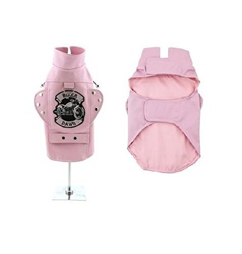DOGGIE DESIGN Biker Dawg Motorcycle Dog Jacket Harness Vintage Pink Faux Leather