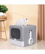 Large Space Cat Litter Box Hooded Cat Toilet Box With Trays Lid Litter S... - £67.30 GBP