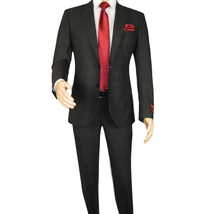 Men Suit BERLUSCONI Turkey Italian Wool 180's Single Breasted 623-01 Black Plaid image 5