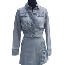 Cache Blue Gray Denim Jacket Top New Front Button Stretch $118 NWT - £91.22 GBP