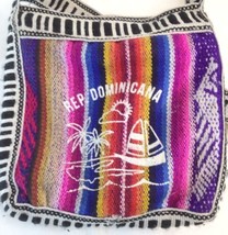 Crossbody Bag Small Colorful Hand-Made Dominican Republic Boho Tote Island Scene - £6.21 GBP