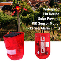 Red Led Solar Alarm Strobe Warning Lamp 129Db Motion Sensor Alert Security Light - £29.99 GBP