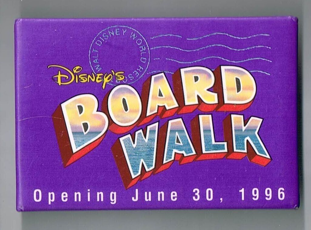 Walt Disney Worlds Boardwalk Opening June 30th 1996 pin back button Pinback - £20.68 GBP