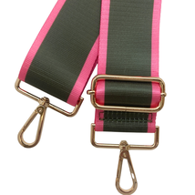 Army Green Barbie Pink Edged Adjustable Crossbody Bag Purse Guitar Strap - $24.75
