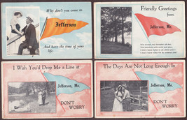 (4) Jefferson, ME Greeting Postcards, 1920s - Romantic &amp; Sentimental Themes - £12.44 GBP