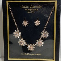Jewelry Set Cubic Zirconia 18.5 Necklace with Extender  And Earrings New - £11.24 GBP