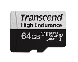 64GB Transcend High Endurance 350V microSDXC Memory Card CL10 UHS-I - $31.99
