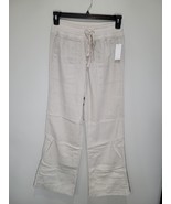 RISEN Drawstring Ribbed Elastic Band Beige Wide Leg Pants Women’s Size S... - €24,51 EUR