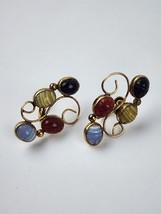 Vintage Admark 12k Gold filled scarab earrings screw-back 4-color beetle - £27.65 GBP