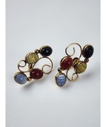 Vintage Admark 12k Gold filled scarab earrings screw-back 4-color beetle - £27.16 GBP