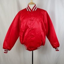 Vintage North Trail Bomber Jacket XL Red Satin Quilted Lining Deadstock NOS 80s - £38.88 GBP